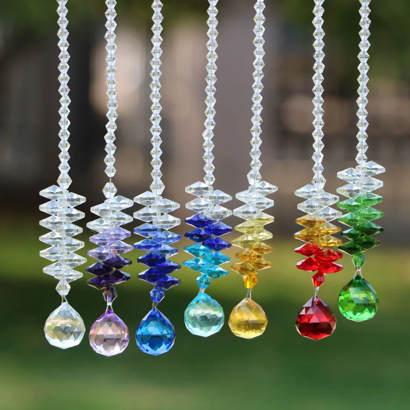 

1PCS Chakra Crystal Suncatcher Chandelier Crystals Ball Prism Pendant Rainbow Maker Hanging Cascade Sun catchers Ornament