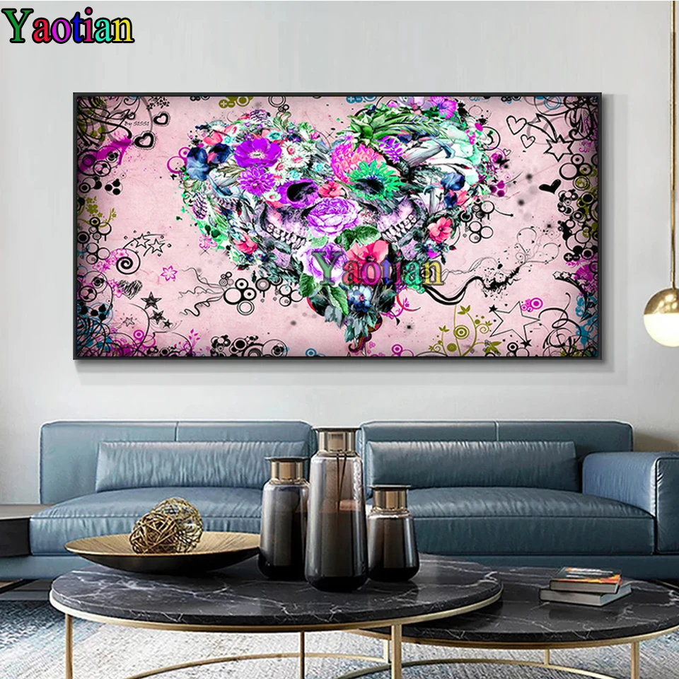 

5D Full Square/Round Diamont Embroidery Abstract Colorful Heart Flowers Diamond Painting Rhinestone Mosaic Picture Home Decor
