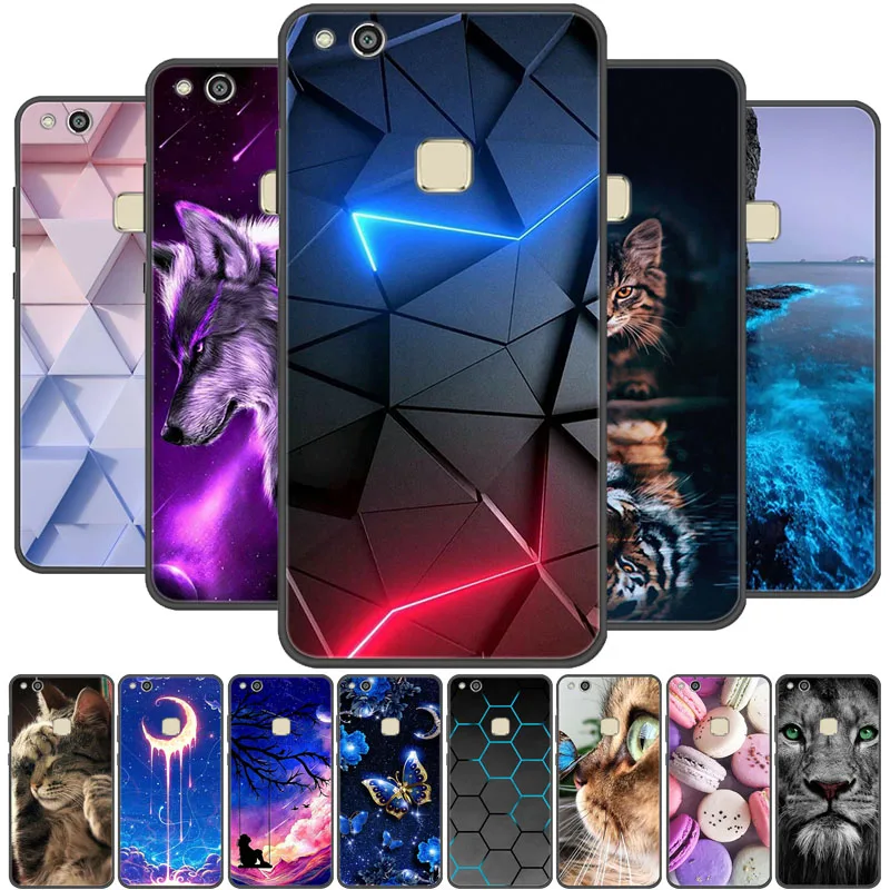 

for Huawei P10 lite Case Silicone Cover Case for huawei P10 Soft TPU Back Cover P10lite Cute Cartoon Cat Wolf Phone Cases Etui
