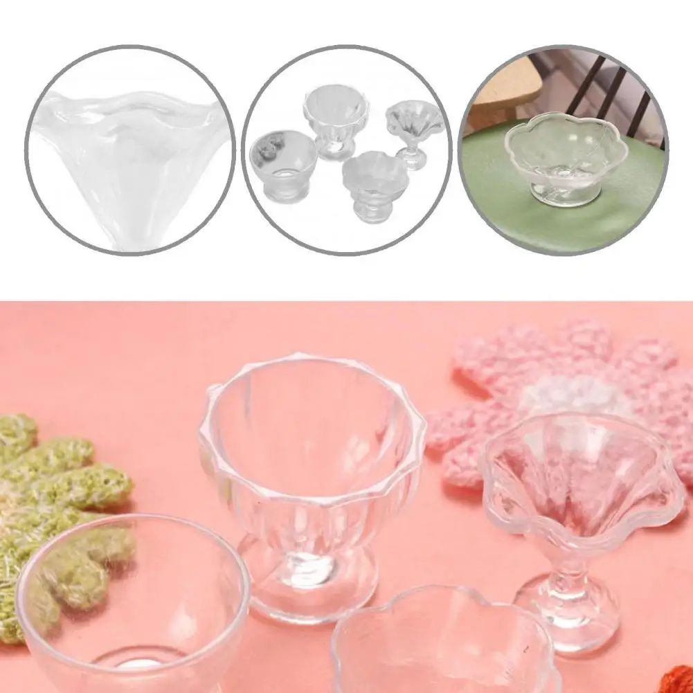 

Doll Accessories 4Pcs Trendy Dollhouse Furniture Teacup Decor Imagination Ability Mini Teacup Toy Fade-less for Kids