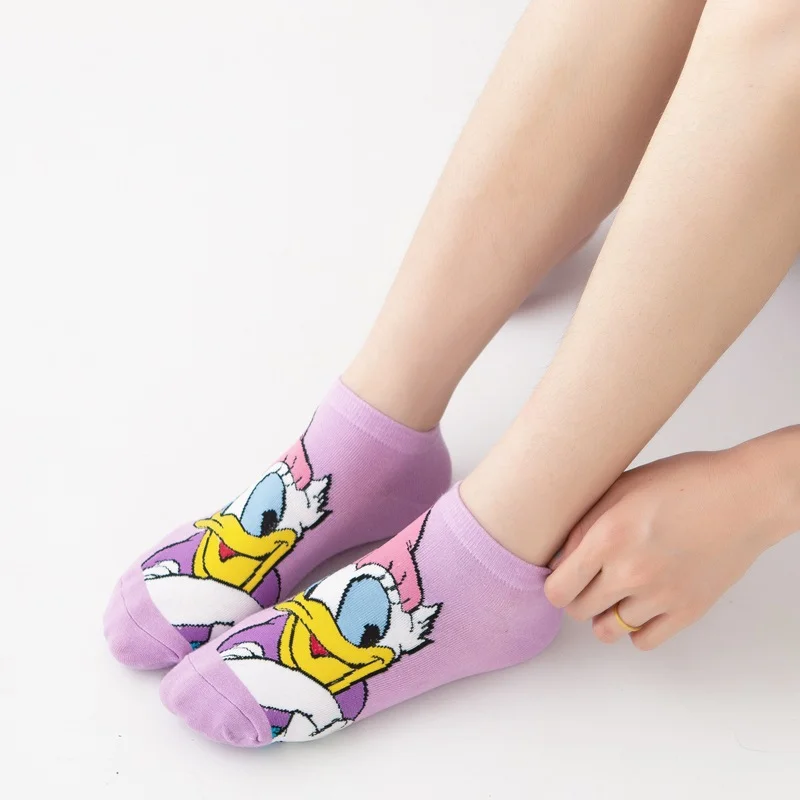 japanese cute mickey mouse cartoon women socks new soft cotton short boat stylish fashion socks donald duck minne printing girls free global shipping
