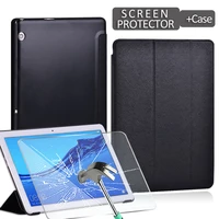for huawei mediapad t3 10 9 6mediapad t5 10 10 1 tablet cover case pu leather tri fold stand shell screen protector