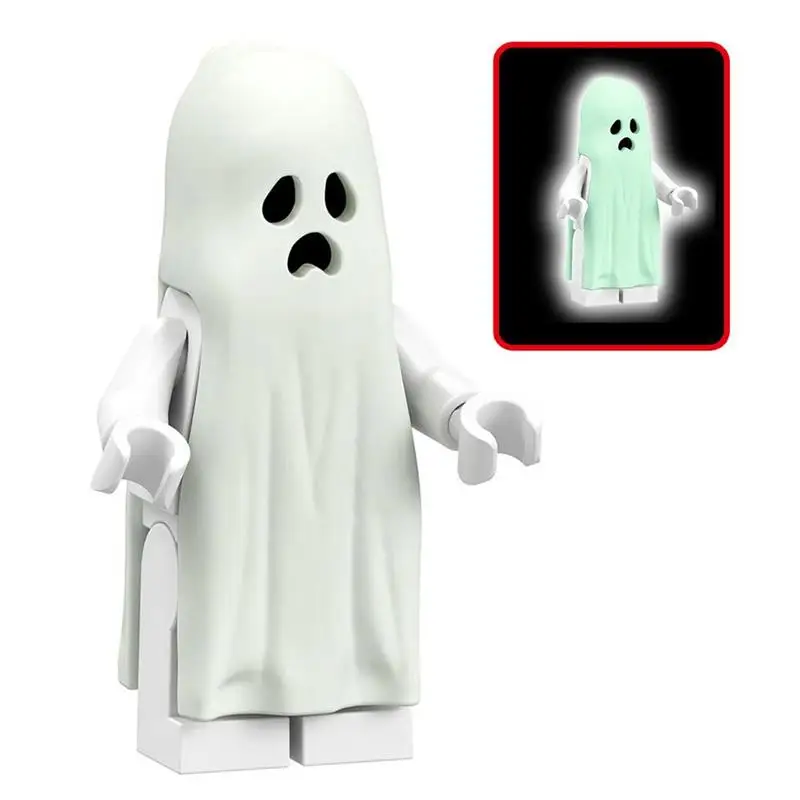 

Модель экшн-фигурки со смайлами и плачом, милые светящиеся призраки, сборные строительные блоки, игрушка для детей, блоки ужасов, Хэллоуин