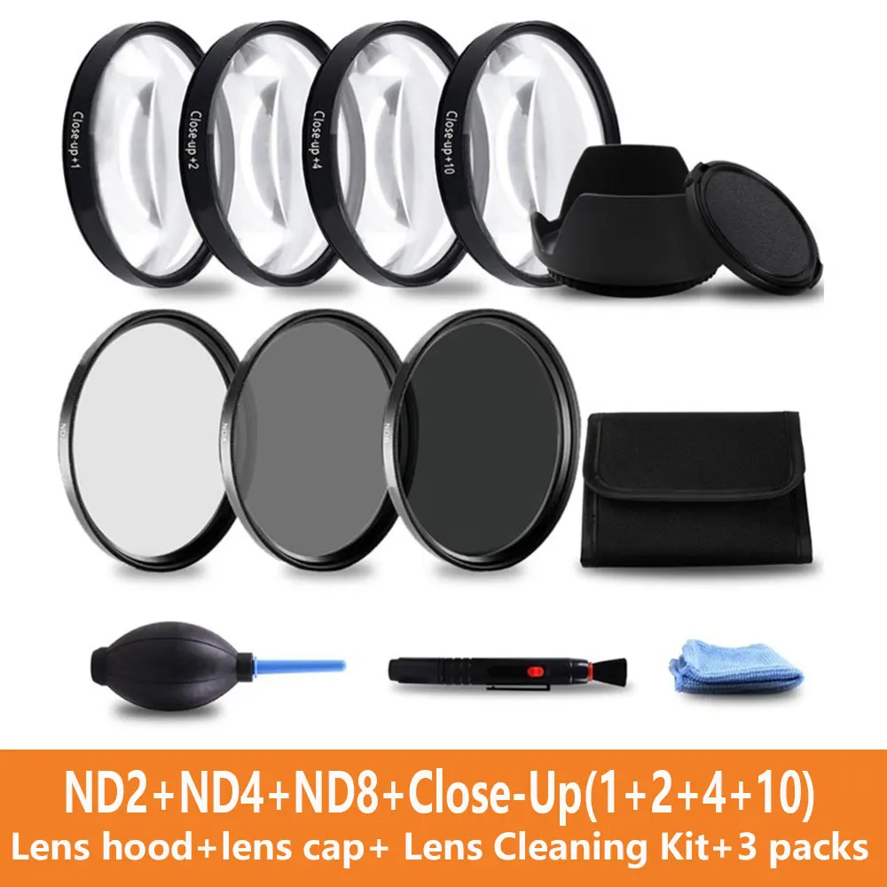 Макрофильтр 49 52 55 58 62 67 72 77 мм для макросъемки 1 + 2 4 10 комплектов UV CPL FLD ND2 8 фильтр