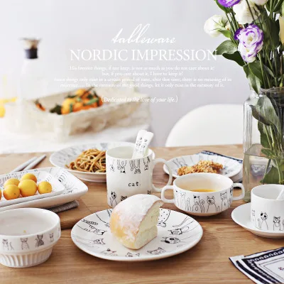 Креативная керамическая тарелка набор посуды поднос для кошек западное блюдо