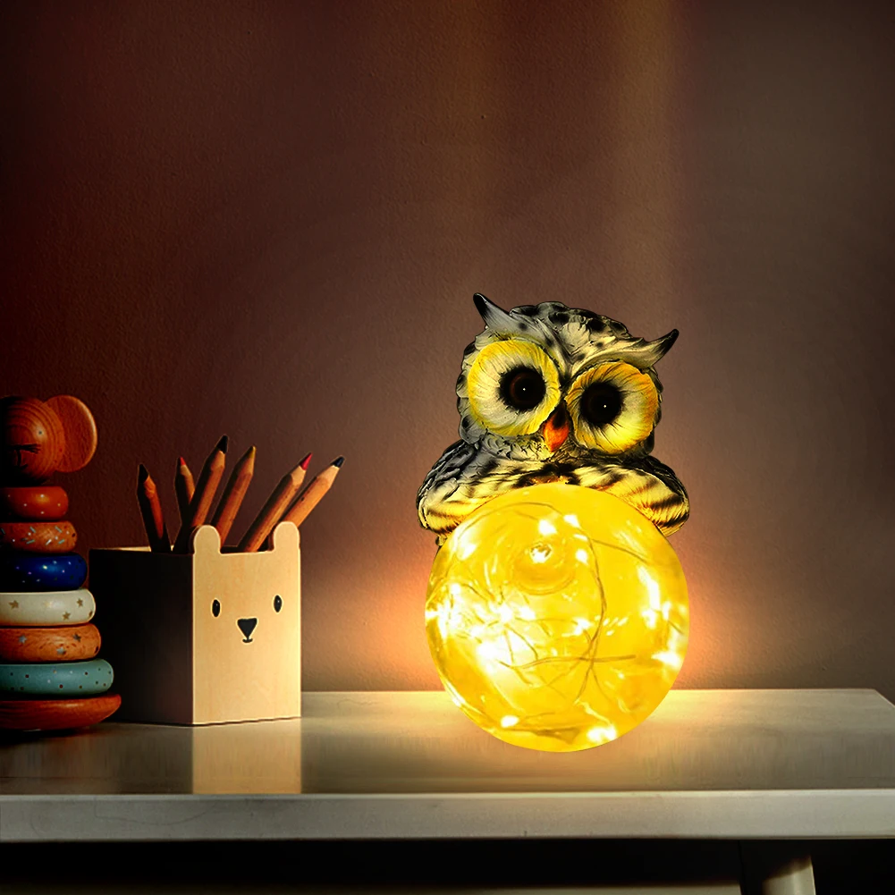 

Solar Powered Light Owl Shape Holding Ball 30 LED Stake Lamp Resin Bird Sculptures Garden Courtyard Pathway Lawn Yard Lighting