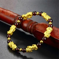 bangle vintage beads bracelet chinese cuff lucky feng shui pixiu gold color brave troop