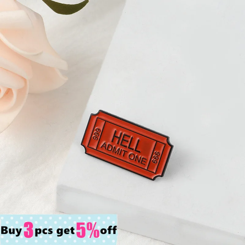 Индивидуальная эмалированная брошь в виде билета ад значок 666 для джинсов