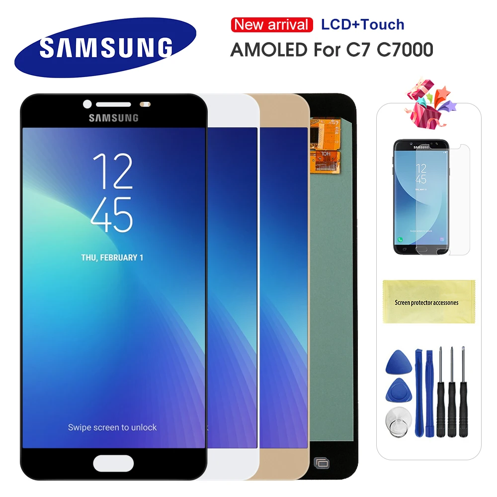 ЖК дисплей Super AMOLED для Samsung Galaxy C7 C7000 SM сенсорный экран дигитайзер в сборе замена