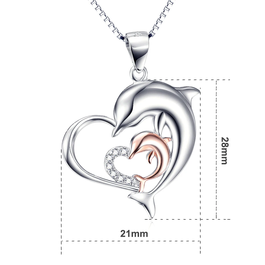 Женское Ожерелье с кулоном в виде сердца и дельфина YFN серебро 925 пробы подарок