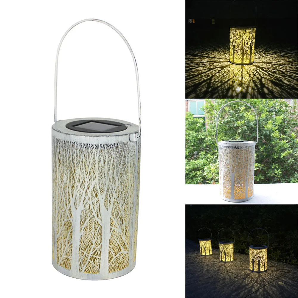 

LED Solar Lantern Cylindrical Forest Hanging Solar Light Waterproof Lanscape Lamp for Patio Courtyard Garden