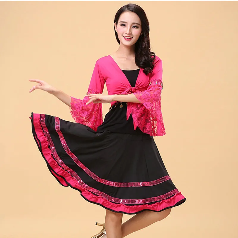 Женское платье для латиноамериканских танцев Кружевной Костюм самбы одежда