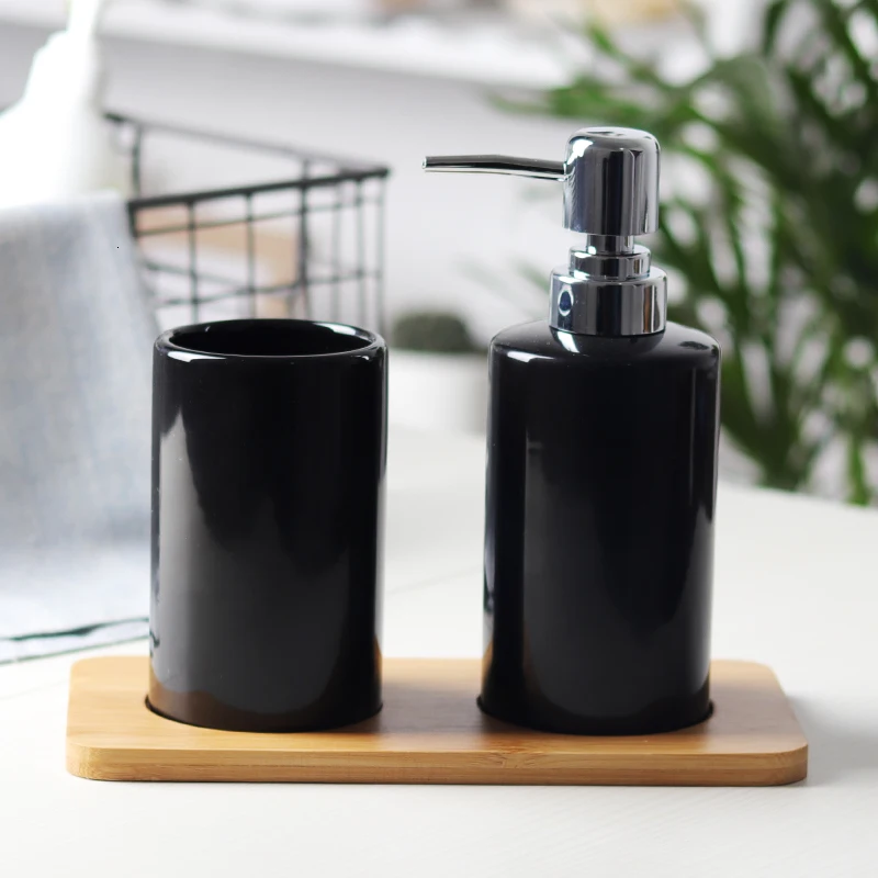 and black cup) Модная черно-белая керамическая эмульсия розлива повседневных предметов для отельного пресса бутылка для душа гель бутылка для мыла для рук - Цвет: and black cup)