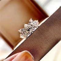huitan newly designed modern bridal wedding rings aaa cubic zirconia fashion accessories for women luxury engagement jewelry
