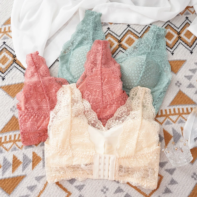 

Women Lace Sexy Top Sleeveless Solid Tops Padded Push Up Bralette Bra Crop Tank Wide Shoulder Strap Plus Size L-2XL Tube Tops