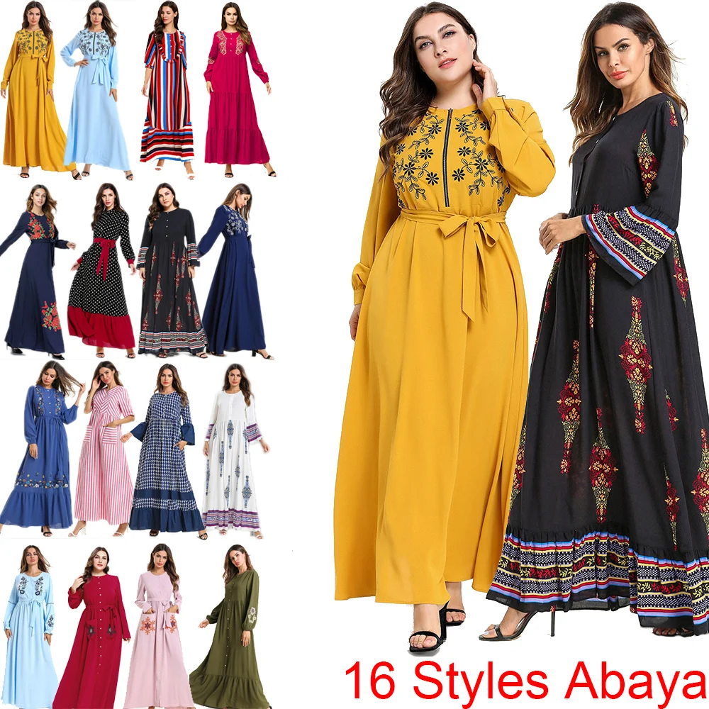 

Muslim Women Turkey Open Abaya Dress Islam Arabian Dubai Femme Long Sleeve Maxi Kaftan Ramadan Modest Arab Islamic Clothing 2019