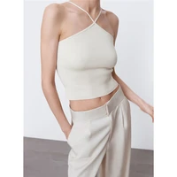 hwlzltzht black hollow out knitted top women fashion 2021 thin straps sleeveless woman blouses off shoulder thin summer blouses