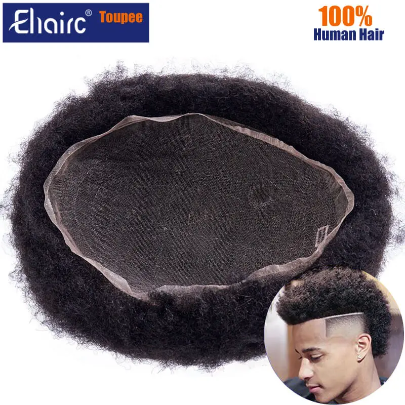 Afro Toupee for Men Undetectable Full Lace Toupee Wig For Black Men  Male Hair Prosthesis 6