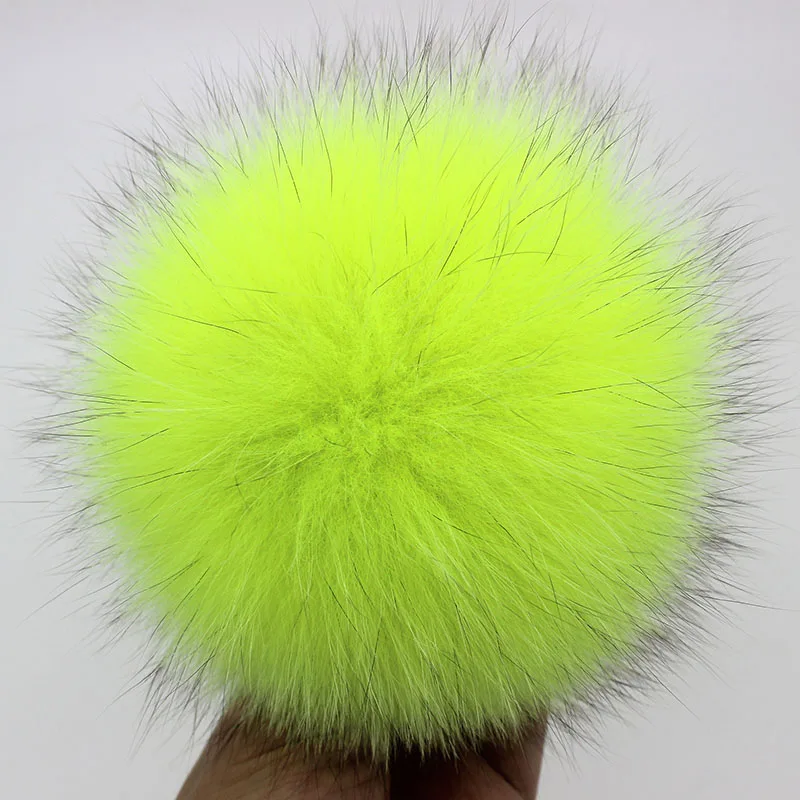 Пушистые Помпоны из лисьего меха с пуговицами 13- 15 см шарики DIY помпоны