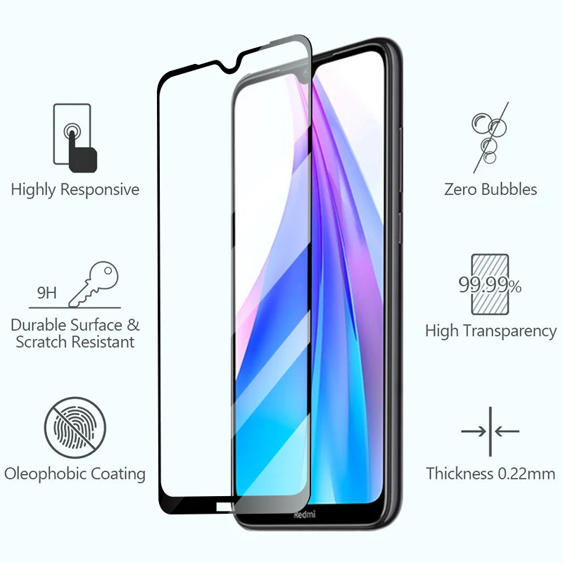 3 шт. полностью наклеиваемая поверхность стекла для xiaomi redmi note 8t защита для экрана CHYI,, полное покрытие, защитный чехол для redmi note 8t стекло
