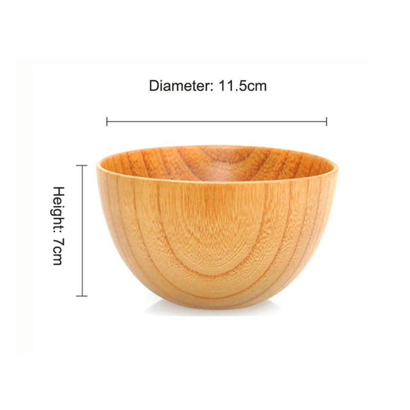 

Natural Wooden Bowl Handmade Eco-friendly For Soup Salad Rice Cuisine Food Container Kitchen Dining Utensils Tableware Adults