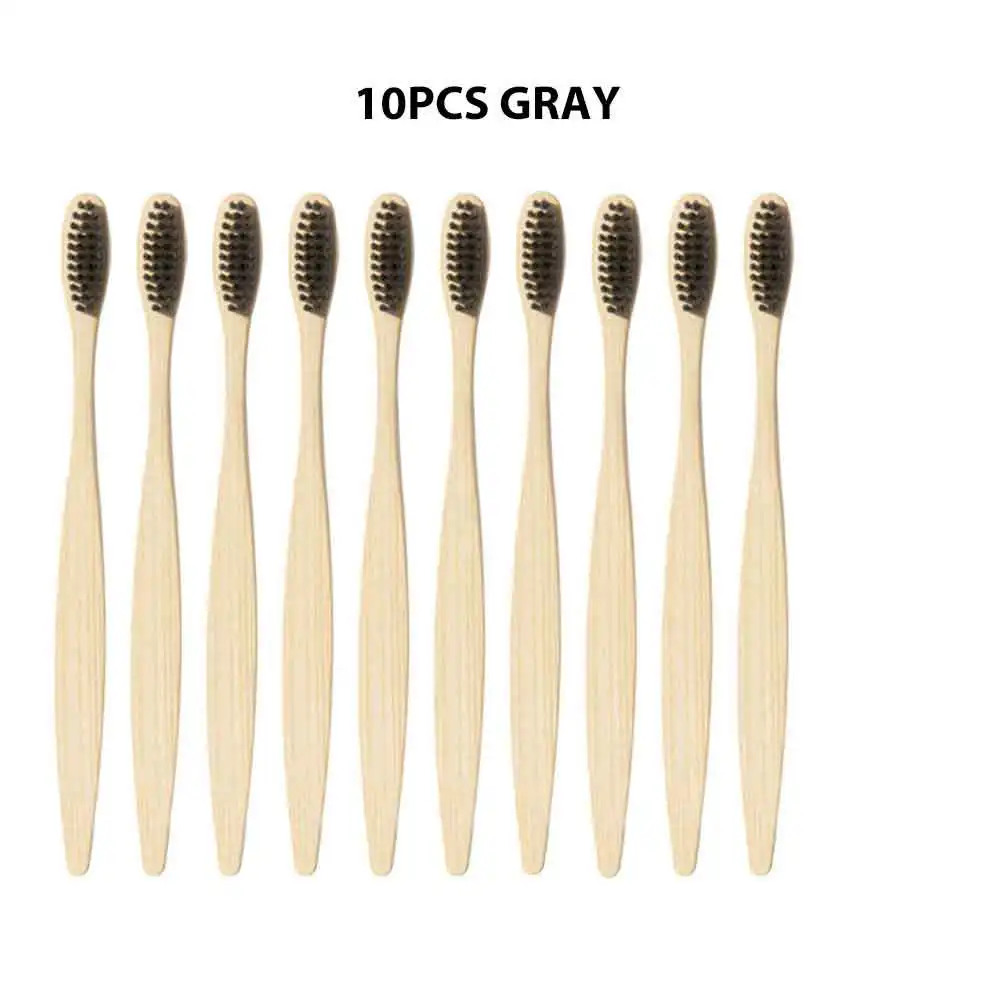 10pcs gray 10 шт./компл. окружающую среду с бамбуковым древесным углем Зубная щётка es для гигиены полости рта с низким содержанием углерода средней зубные щетки с мягкой щетиной для деревянной ручкой Зубная щётка - Цвет: 10pcs gray