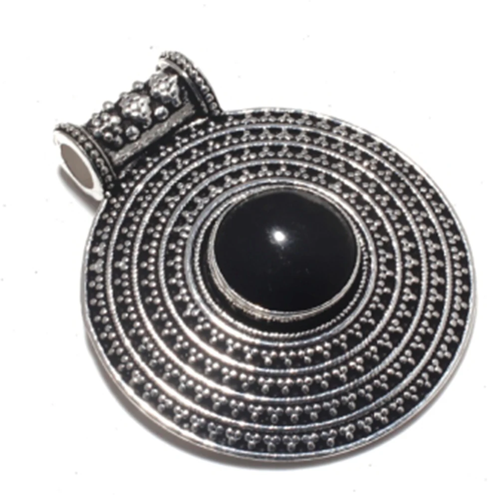 Подлинный черный оникс кулон ожерелье не входит в комплект серебряная ручная