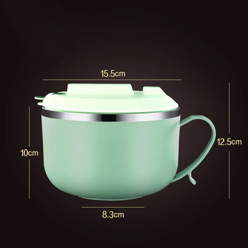 

304 Stainless Steel Lunch Box Instant Noodle Bowl With Lid Large Capacity Fast Food Cup Anti-scalding Lunch Bowl