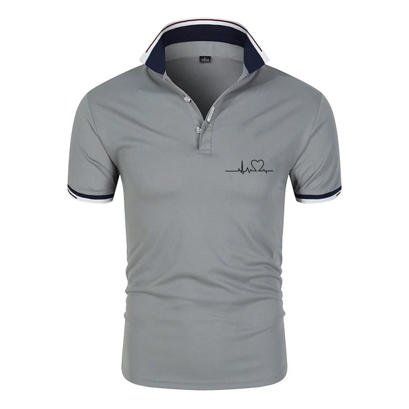 

2021 New Men's Polo Shirt Summer V-neck Breathable Quick-drying Button Unisex Casual Cotton Polo Shirt Pure Color