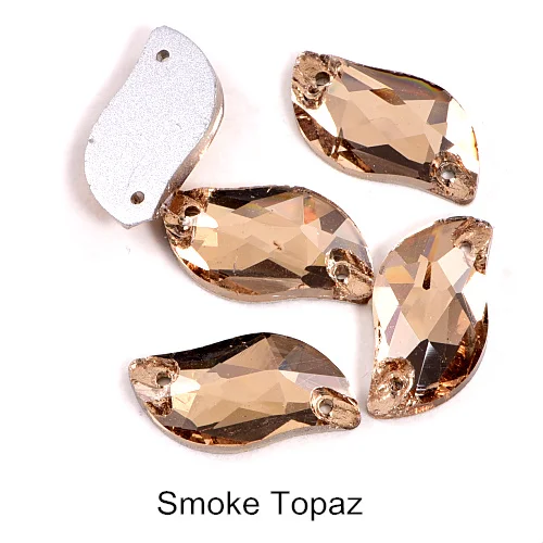 Smoke Topaz Горячее предложение! Распродажа! 3 размера красный S лист формы пришить стразы с отверстиями Flatback Стеклянные стразы шьют-на Стразы для шитья одежды B0176 - Цвет: Smoke Topaz