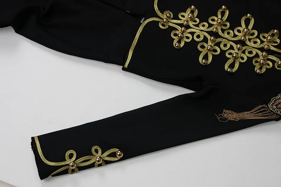 New Autumn And Winter Ladies Club Bandage Suit Black White Fringed Shirt And Pants 2 Pieces Two-Piece Club Party Suit