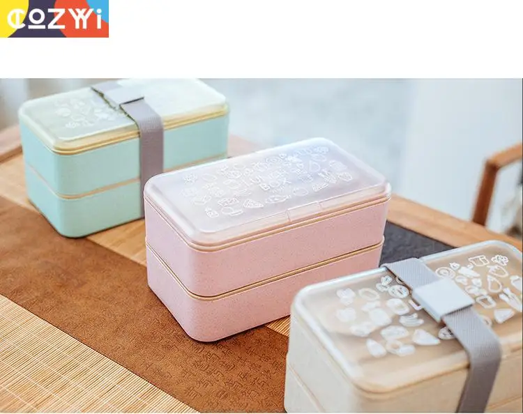 On the Go пшеничный стебель Ланчбокс двухслойная столовая посуда Bento коробка