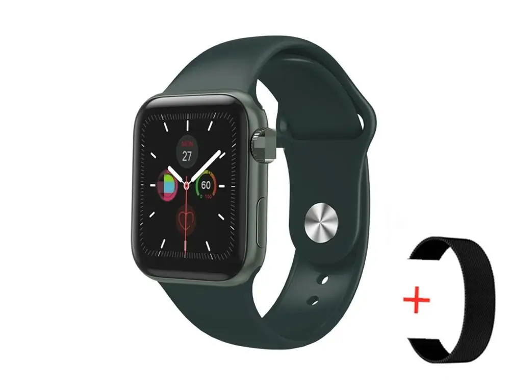 green and strap Полный сенсорный экран Bluetooth Смарт часы сердечного ритма кровяное давление Фитнес браслет PK Iwo 8 Iwo 10 Smartwatch W58 женщина мужчина - Цвет: green and strap
