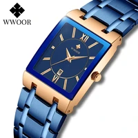 relogio feminino 2021 wwoor new women watches top brand luxury blue womens bracelet square watch ladies dress quartz wristwatch