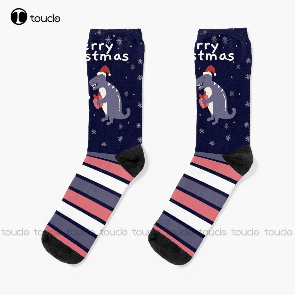 

Merry Christmas Dinosaur And Penguin Cute Gift Socks Cotton Socks For Men Christmas New Year Thanksgiving Day Gift Custom