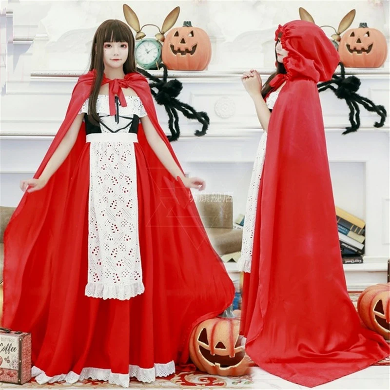 

Костюм на Хэллоуин, маленькое красное платье с капюшоном для верховой езды, накидка, фантазия, карнавал, сказка, косплей, вечернее платье, наряды принцессы вампира