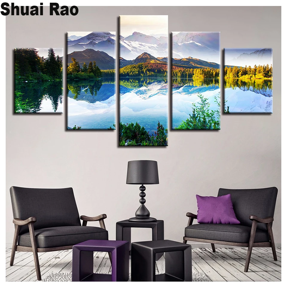 

Лучший подарок 5 шт. Бриллиантовая мозаика пейзаж полностью квадратная Алмазная вышивка значок 5d diy алмазная живопись 100% круглая дрель