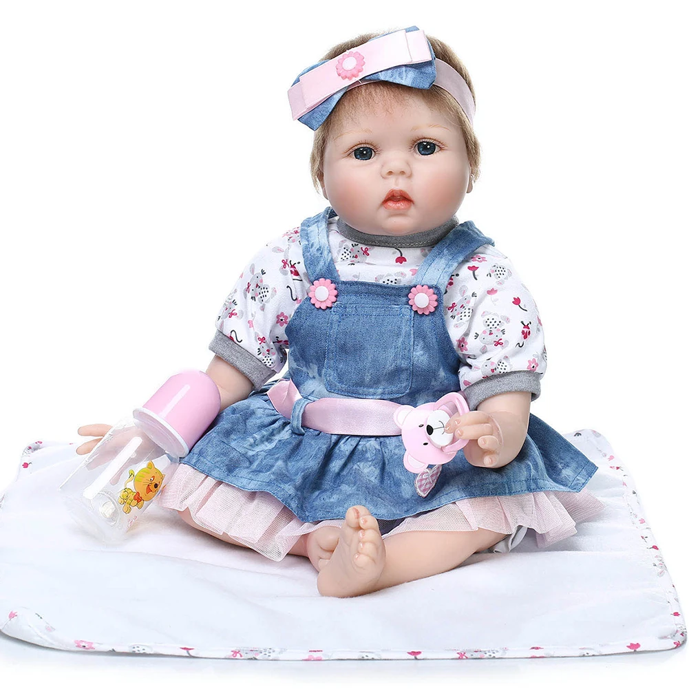 

Silicone Reborn Doll with Teat Simulation Doll Newborn Babies Doll Realistic Soft Dolls Lifelike Toy for Kids Children Gifts