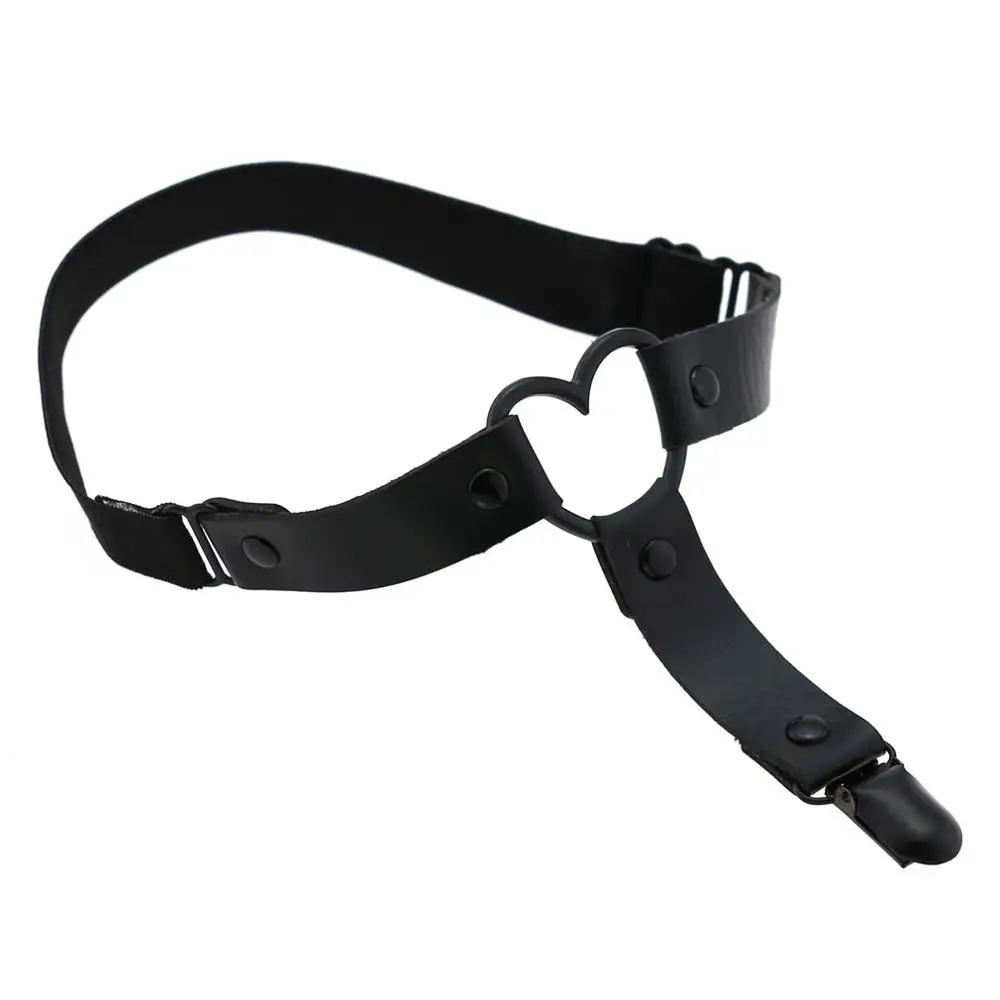 Ремень для подвязок KMVEXO кожаный с черным сердцем в уличном стиле хараджаку