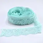 Эластичная кружевная ткань мятно-зеленого цвета, 10 ярдовпартия, отделка для шитья одежды, Ширина 24 мм, сделай сам, Свадебные Рождественские украшения