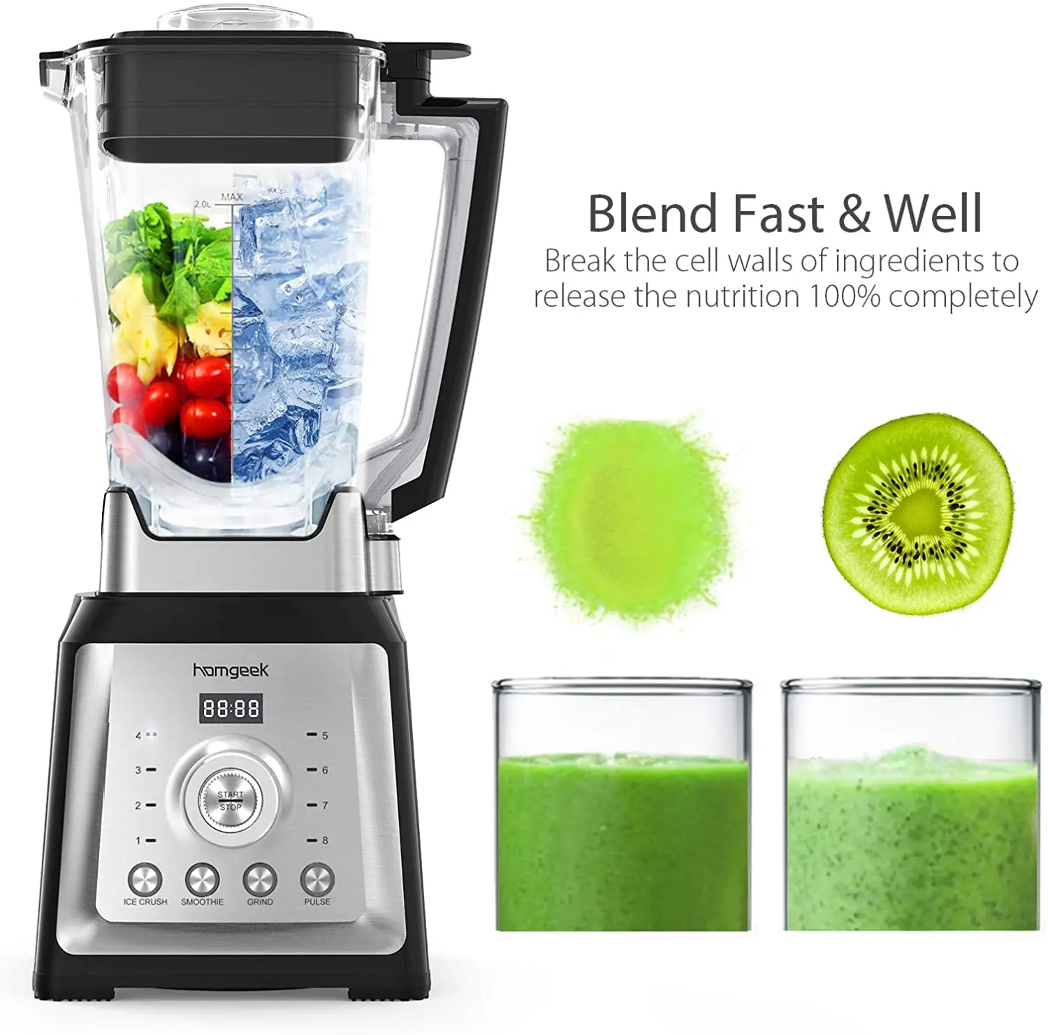 

2000W Professional Blender Mixer Juicer Fruit Food Processor Ice Smoothies Heavy Duty Home Grade Blender for Kitchen Tool