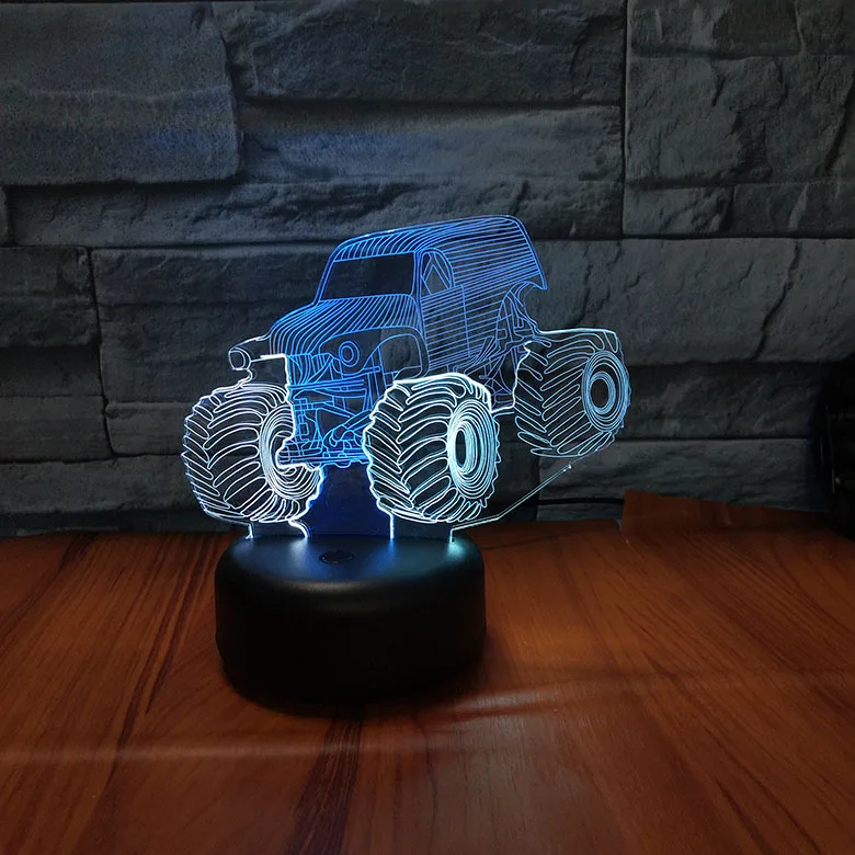 

3D LED Amazing Illusion Night Lights Tractor 7 Colors Change for Home Bedroom Decoration Desk Table Lamp