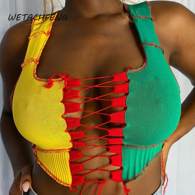 

Женский укороченный топ на шнуровке, сексуальный бандажный Топ Y2k, одежда на осень и зиму, уличная одежда, топ-труба, футболки, женская одежда...