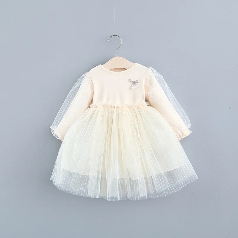 Платье принцессы для девочек весна 2020 длинный рукав дети младенцы бант сетка