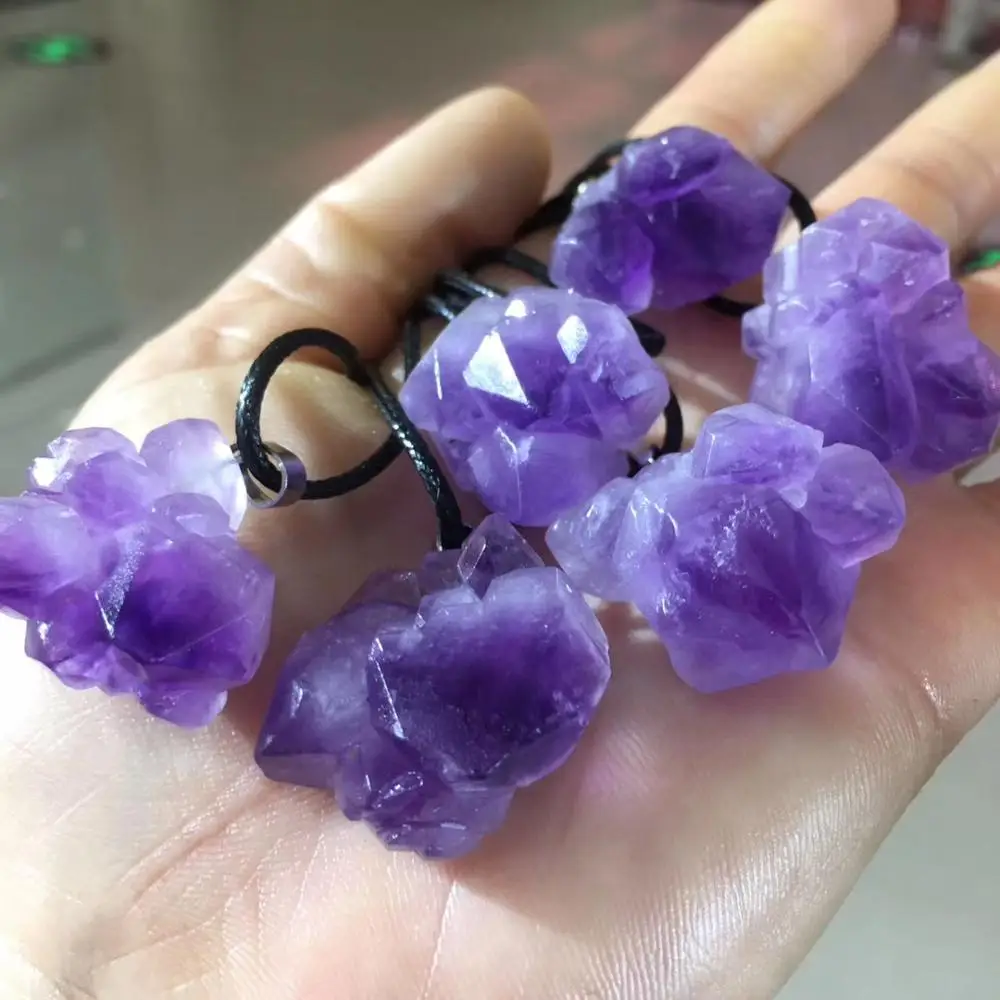 Ожерелье подвеска с натуральным аметистом и грубым кристаллом 1 шт.|Камни| |