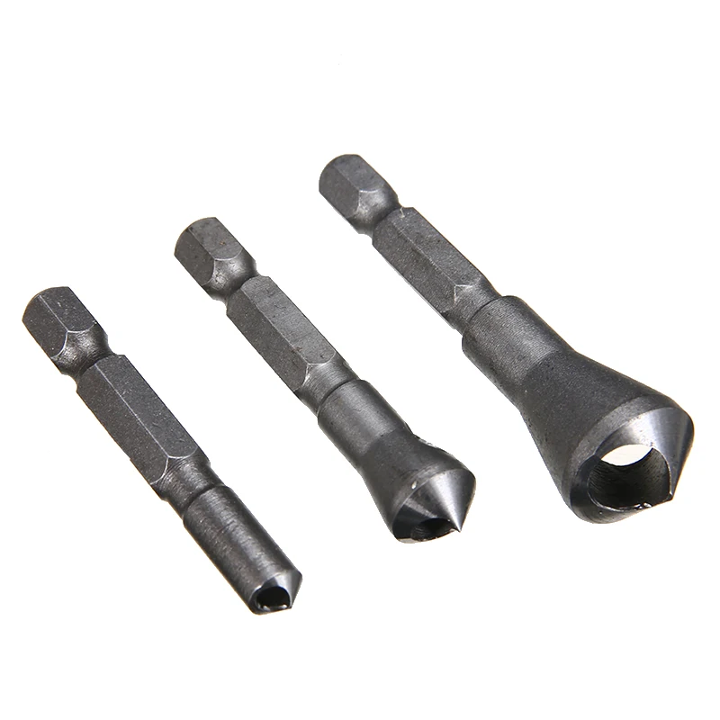 3pcs High Speed Steel Countersink Drill Bit Deburring Tool Set Hex Shank Taper Hole Cutter For Cutting Metal Wood | Инструменты