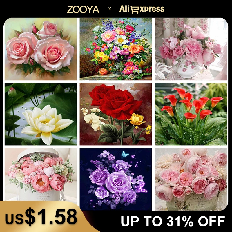 Стразы ZOOYA картины 5D алмазная живопись цветы сделай сам полностью