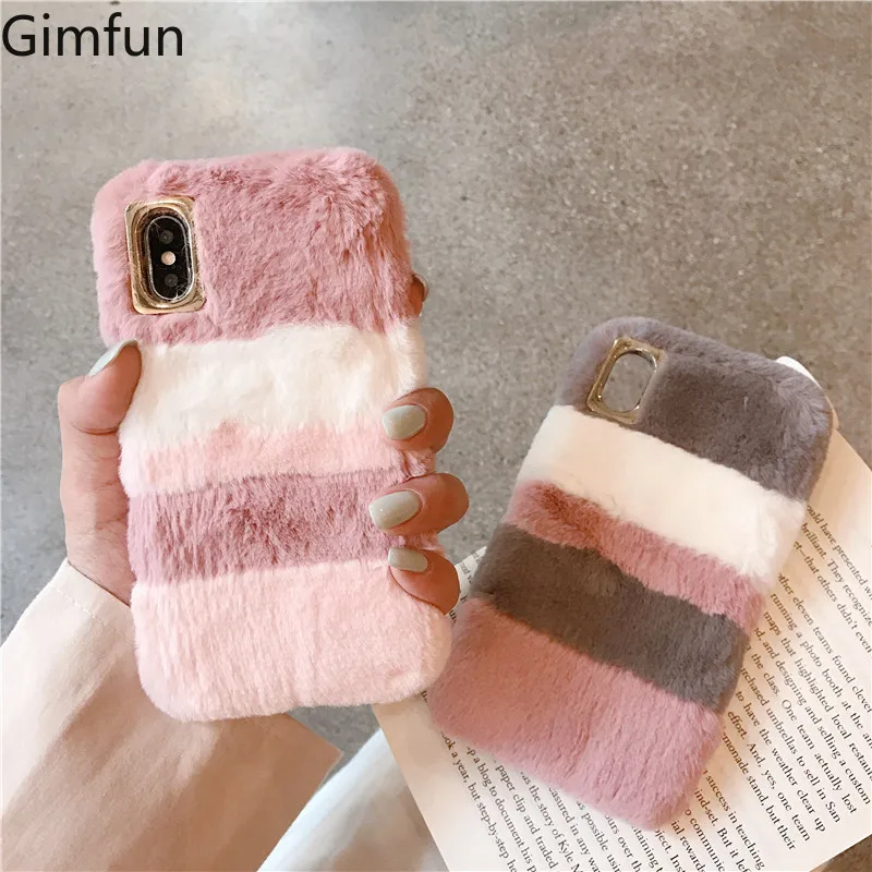 Роскошный зимний плюшевый чехол Gimfun для телефона Iphone XS Xsmax X XR 6 7 8 Plus мягкий