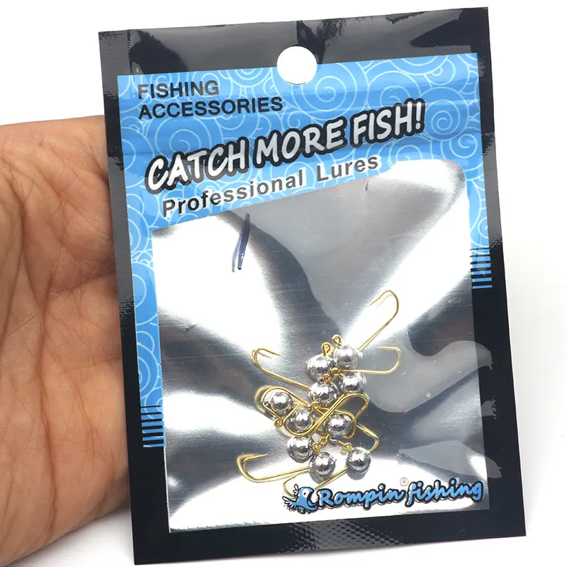 Rompin 10 шт Мини Золотой Jig Head крючок окунь крюк 1g подледной рыбалки крючком Мягкая