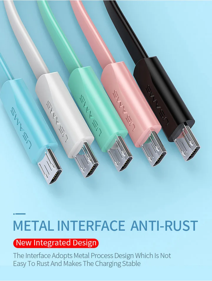 Micro USB кабель, USAMS 2A Быстрая зарядка кабель для мобильного телефона USB кабель для передачи данных для samsung Xiaomi huawei tablet Кабель Android Micro USB